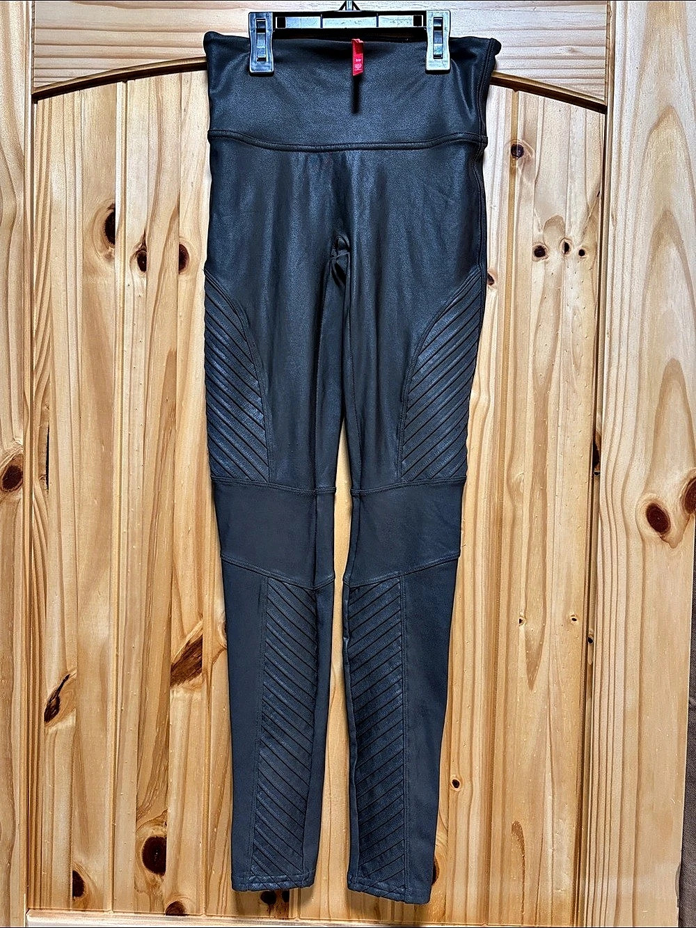 SPANX Faux Leather Moto Leggings Size Small